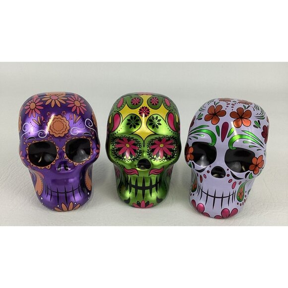 Other - Day Of The Dead Sugar Skull 3D Candy Tin Trinket Box Lot Dia De Los Muertos